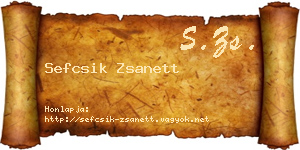 Sefcsik Zsanett névjegykártya